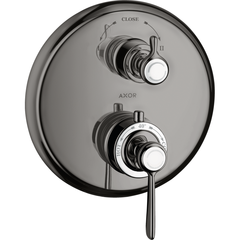 Bateria termo. z uchwytem jednoramiennym i zawór odcin./przeł. 2 odb., podtynk. Czarny Chrom poler Montreux AXOR 16821330