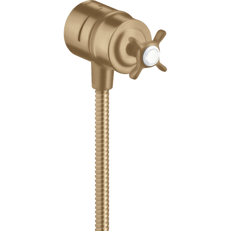 Przyłącze węża z zaworem odcinającym i uchwytem krzyżowym Brąz Szczotkowany Montreux AXOR 16882140