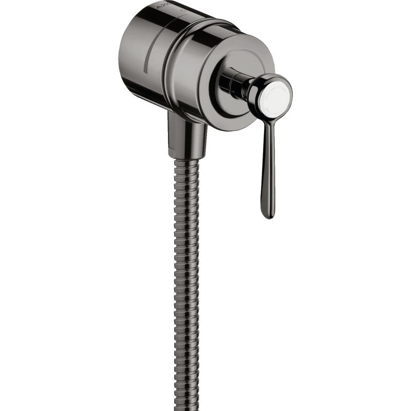 Przyłącze węża z zaworem odcinającym i uchwytem jednoramiennym Czarny Chrom Polerowany Montreux AXOR 16883330