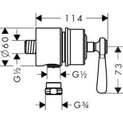 Przyłącze węża z zaworem odcinającym i uchwytem jednoramiennym Stal Szlachetna Optyczna Montreux AXOR 16883800