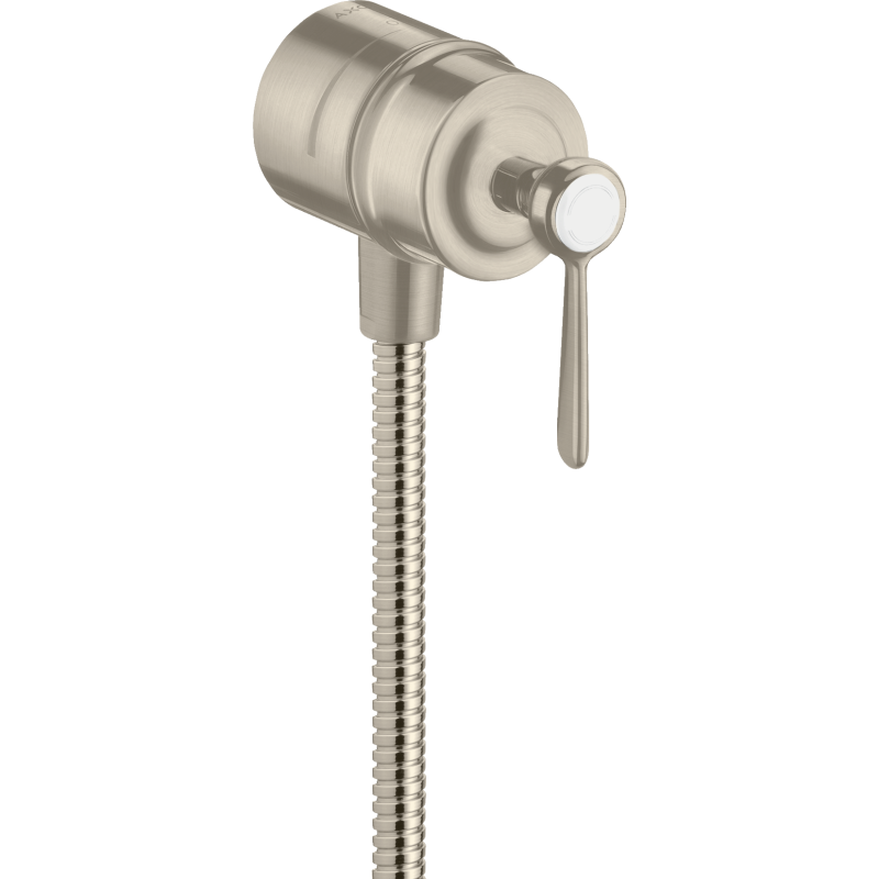 Przyłącze węża z zaworem odcinającym i uchwytem jednoramiennym Nikiel Szczotkowany Montreux AXOR 16883820