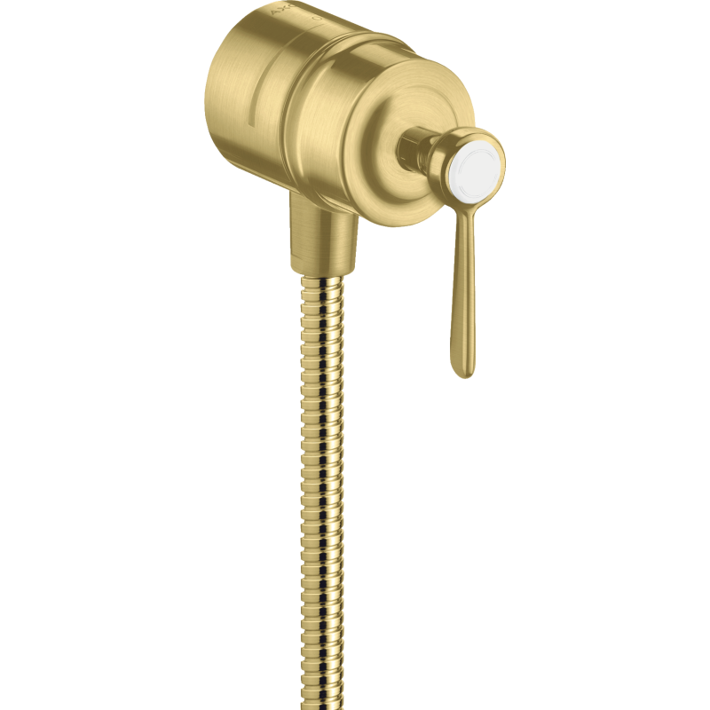 Przyłącze węża z zaworem odcinającym i uchwytem jednoramiennym Mosiądz Szczotkowany Montreux AXOR 16883950