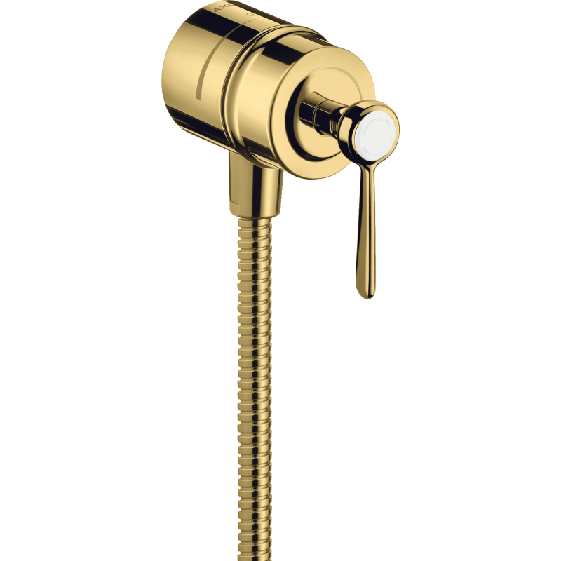 Przyłącze węża z zaworem odcinającym i uchwytem jednoramiennym Złoty Optyczny Polerowany Montreux AXOR 16883990