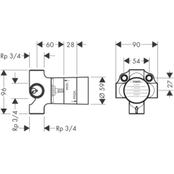 Zestaw podstawowy do zaworu przełączającego Quattro, podtynkowy AXOR 16930180