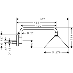 Głowica prysznicowa 240 2jet z ramieniem prysznicowym Czarny Chrom Polerowany Showers/Front AXOR 26021330
