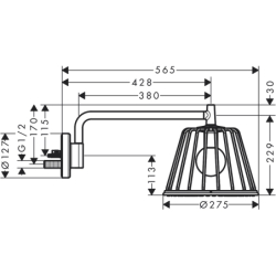 LampShower 275 1jet z ramieniem prysznicowym Brąz Polerowany LampShower/Nendo AXOR 26031130