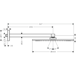 Głowica prysznicowa 350 1jet z ramieniem prysznicowym Czerwony Złoty Szczotkowany ShowerSolutions AXOR 26034310
