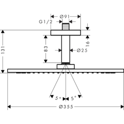 Głowica prysznicowa 350 1jet z przyłączem sufitowym Brąz Szczotkowany ShowerSolutions AXOR 26035140