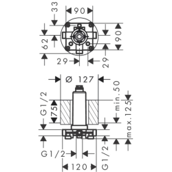 Zestaw podstawowy do głowicy prysznicowej z przyłączem sufitowym ShowerSolutions AXOR 26434180