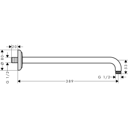Ramię prysznicowe 389 mm Mosiądz Polerowany Montreux AXOR 27348930