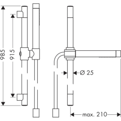 Zestaw prysznicowy 0,90 m z główką prysznicową 2jet, Slim Stal Szlachetna Optyczna Starck AXOR 27980800