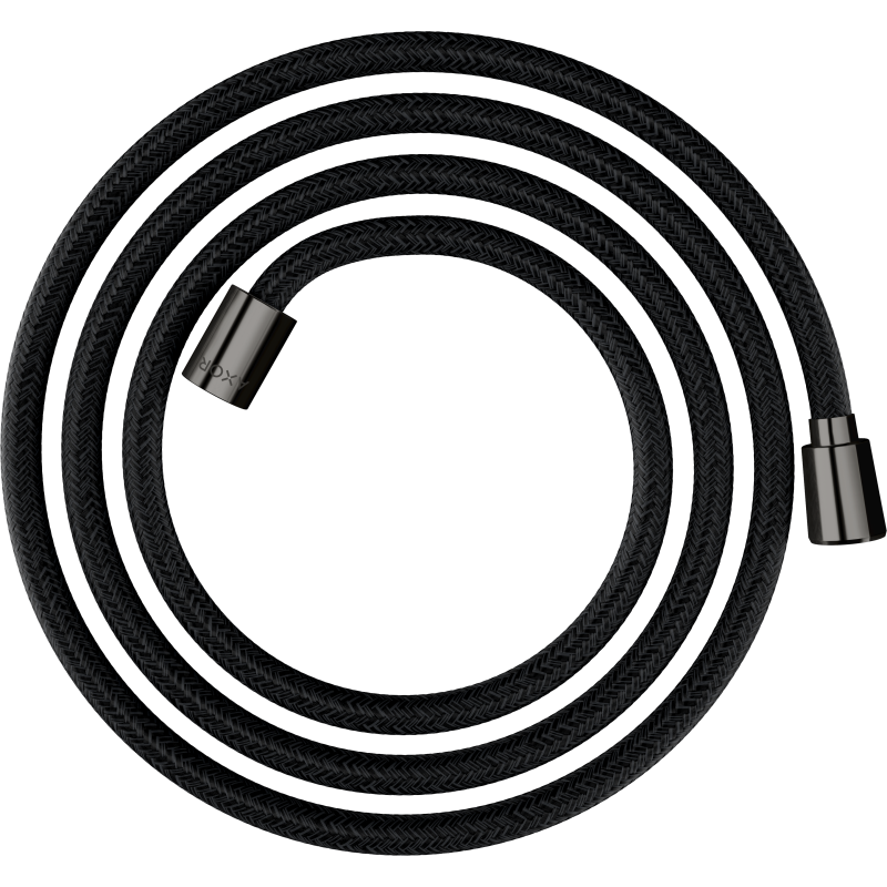 Wąż prysznicowy 2 m z nakrętką cylindryczną i stożkową, tekstylny Czarny Chrom Polerowany ShowerSolutions AXOR 28290330