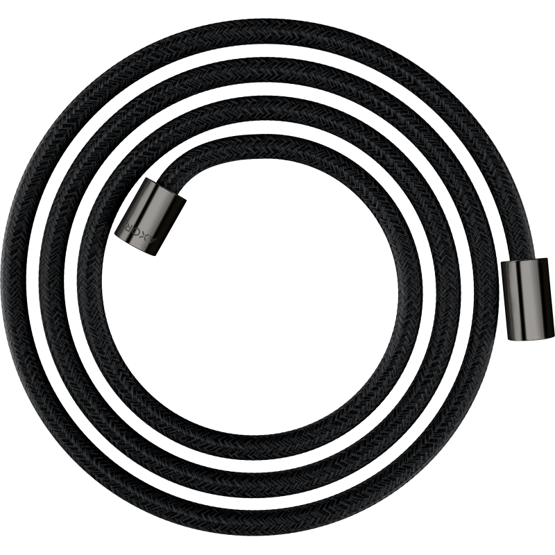 Wąż prysznicowy 2 m z nakrętkami cylindrycznymi, tekstylny Czarny Chrom Polerowany ShowerSolutions AXOR 28291330