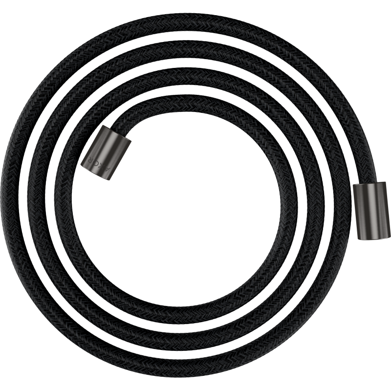 Wąż prysznicowy 2 m z nakrętkami cylindrycznymi, tekstylny Czarny Chrom Szczotkowany ShowerSolutions AXOR 28291340