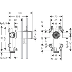 Zestaw podstawowy do modułu prysznicowego 120/120, podtynkowy ShowerSolutions AXOR 28486180