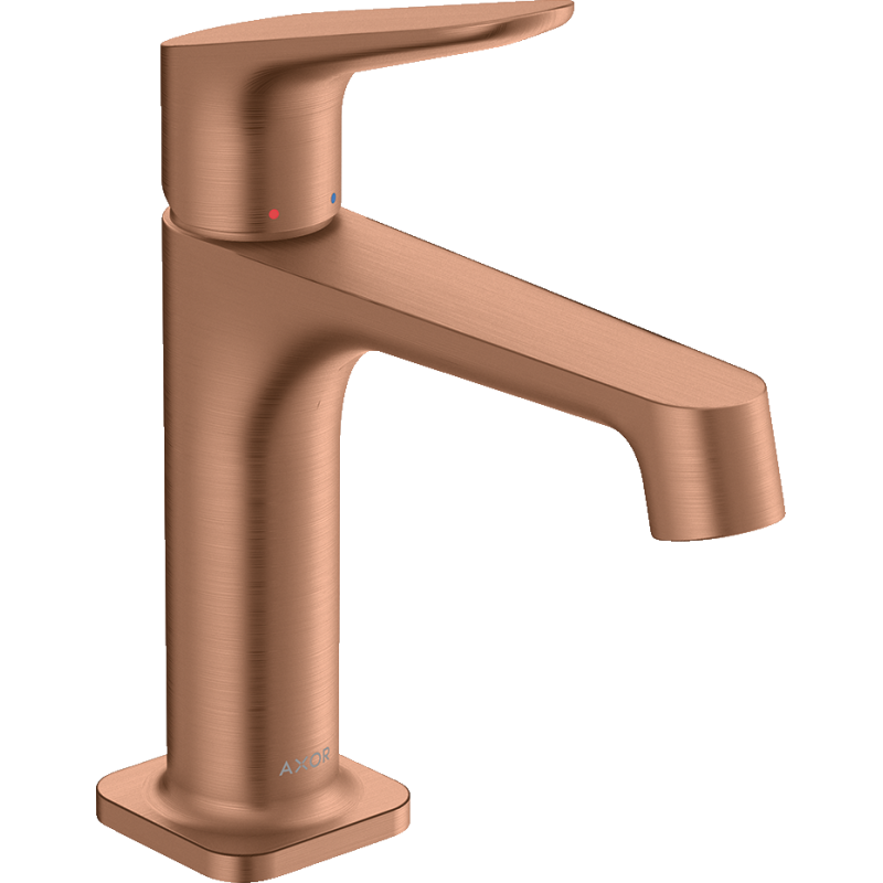 Jednouchwytowa bateria umywalkowa 100 z niezamykanym kompletem odpływowym Czerwony Złoty Szczotkowany Citterio M AXOR 34017310