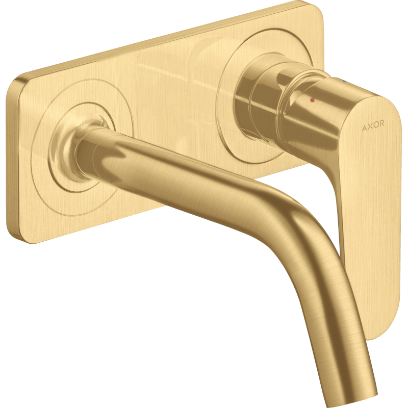 Bateria umywalkowa z wylewką 167 mm i płytką, ścienna, podtynkowa Złoty Optyczny Szczotkowany Citterio M AXOR 34112250