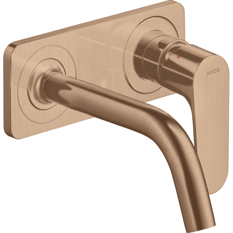 Bateria umywalkowa z wylewką 167 mm i płytką, ścienna, podtynkowa Czerwony Złoty Szczotkowany Citterio M AXOR 34112310