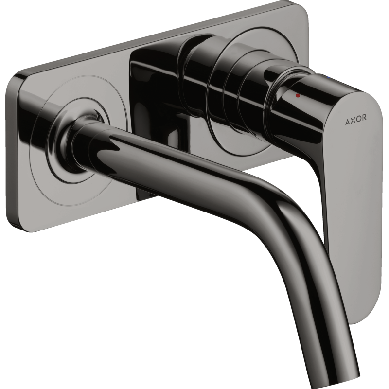 Bateria umywalkowa z wylewką 167 mm i płytką, ścienna, podtynkowa Czarny Chrom Polerowany Citterio M AXOR 34112330