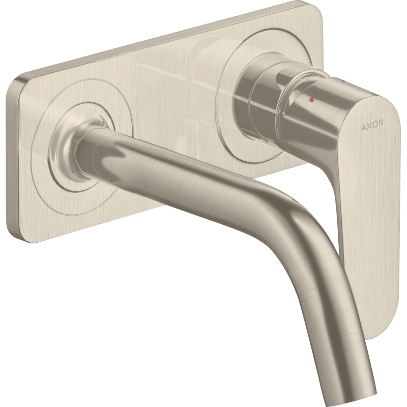 Jednouchwytowa bateria umywalkowa z wylewką 167 mm i płytką, ścienna, podtynkowa Nikiel Szczotkowany Citterio M AXOR 34112820