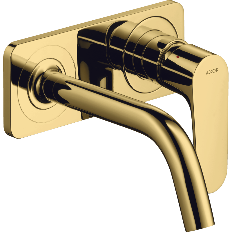 Bateria umywalkowa z wylewką 167 mm i płytką, ścienna, podtynkowa Złoty Optyczny Polerowany Citterio M AXOR 34112990