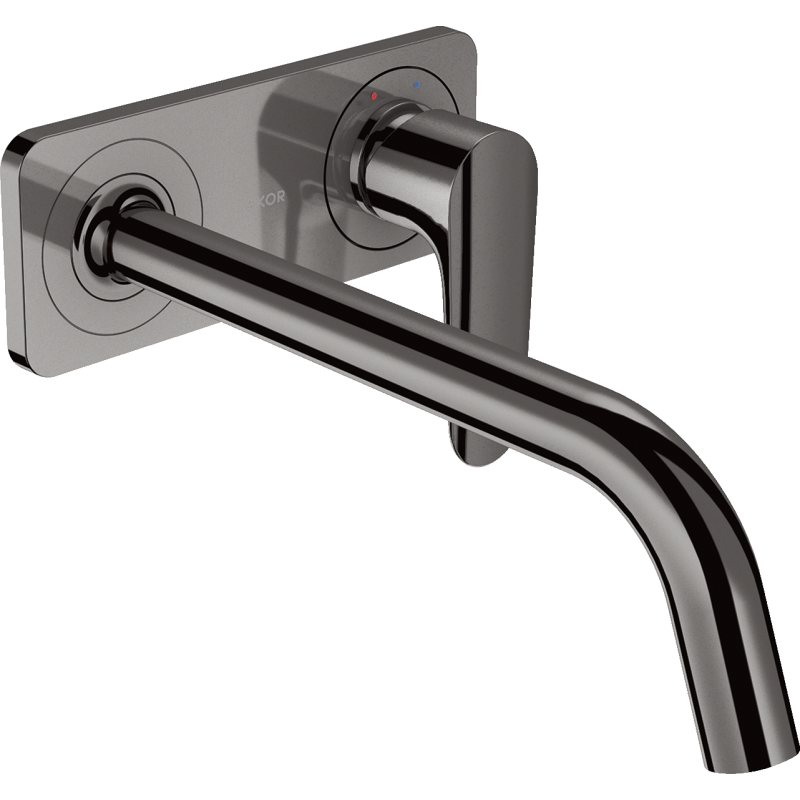 Bateria umywalkowa z wylewką 227 mm i płytką, ścienna, podtynkowa Czarny Chrom Polerowany Citterio M AXOR 34115330