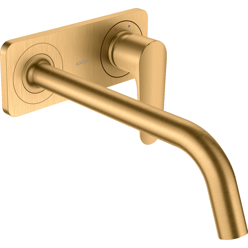 Jednouchwytowa bateria umywalkowa z wylewką 227 mm i płytką, ścienna, podtynkowa Mosiądz Szczotkowany Citterio M AXOR 34115950