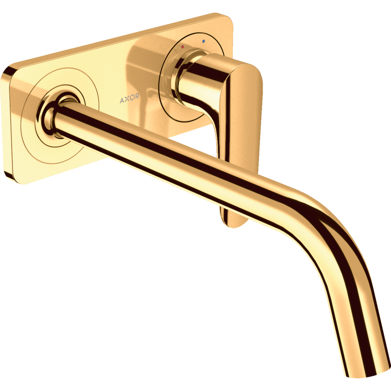 Bateria umywalkowa z wylewką 227 mm i płytką, ścienna, podtynkowa Złoty Optyczny Polerowany Citterio M AXOR 34115990