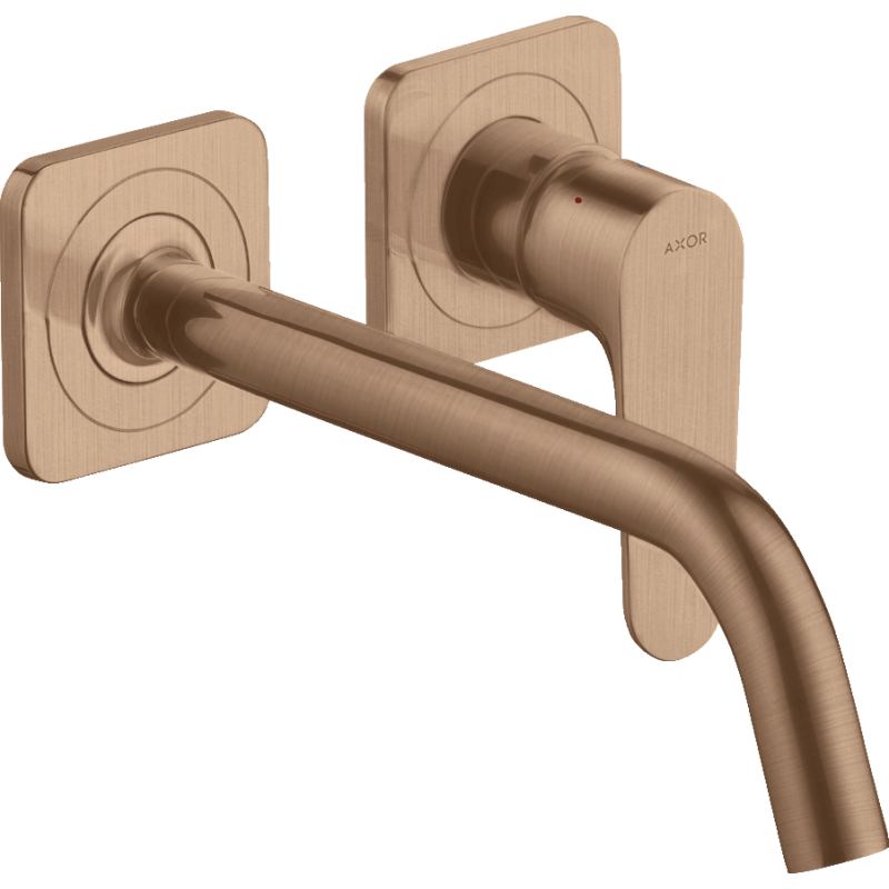 Bateria umywalkowa z wylewką 227 mm i rozetami, ścienna, podtynkowa Czerwony Złoty Szczotkowany Citterio M AXOR 34116310