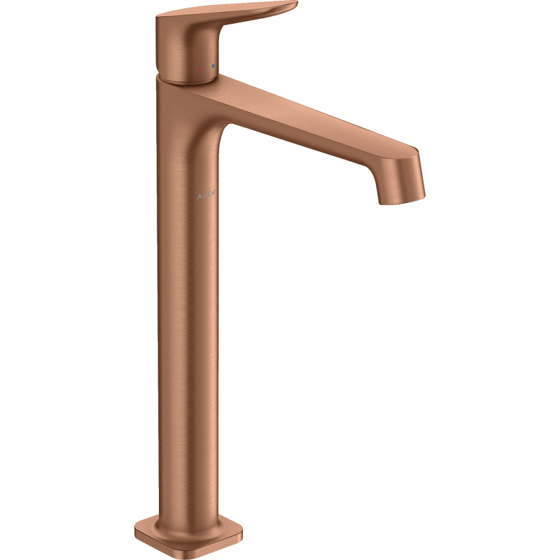 Bateria umyw. 250 do umywalek nablatowych z niezamykanym kpl odpływowym Czerwony Złoty Szczotkowany Citterio M AXOR 34127310