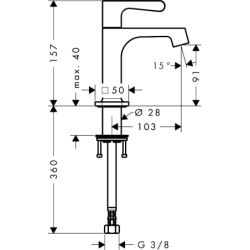 Bateria bez mieszacza 90 bez kompletu odpływowego Stal Szlachetna Optyczna Citterio M AXOR 34130800