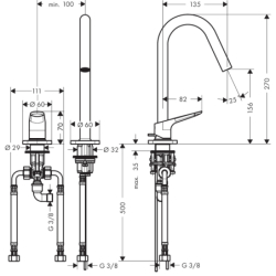 2-otworowa bateria umywalkowa 160 z kompletem odpływowym z cięgłem Złoty Optyczny Polerowany Citterio M AXOR 34132990