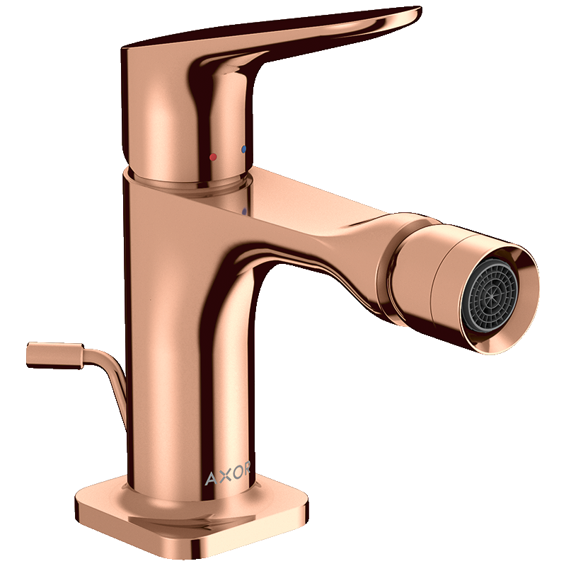 Jednouchwytowa bateria bidetowa z kompletem odpływowym z cięgłem Czerwony Złoty Polerowany Citterio M AXOR 34210300