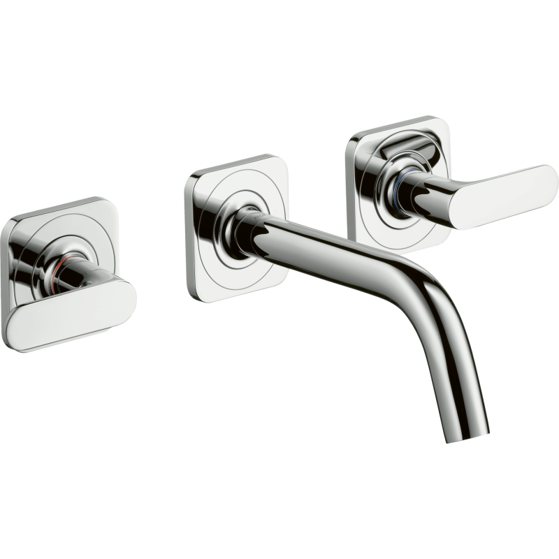 3-otw. Bateria umyw. z uchwytami jednoramiennymi, rozetami i wylewką 166 mm, ścienna, podtynkowa Chrom Citterio M AXOR 34313000