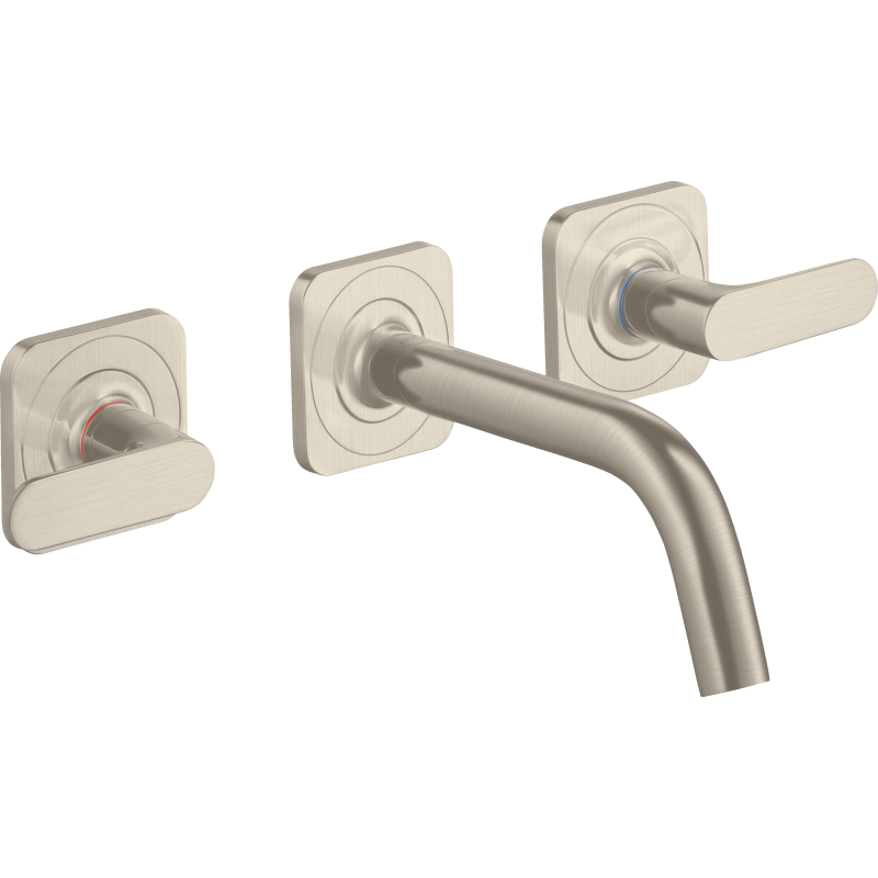 3-otw. Bateria umyw. z uchwytami jednoramiennymi, rozetami i wylewką 166 mm, podtynk. Nikiel brushed Citterio M AXOR 34313820