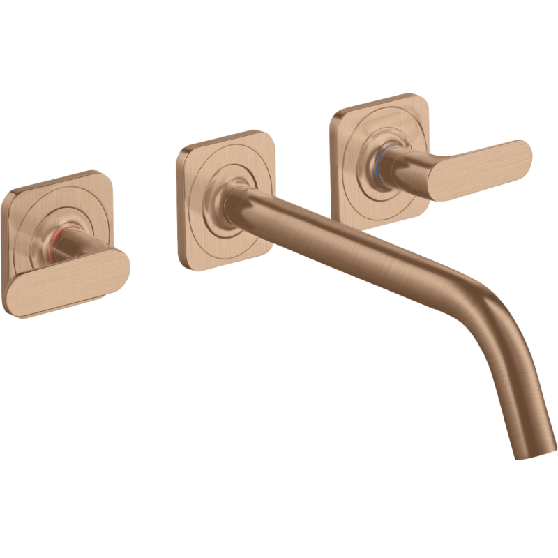 3-otw. Bateria umyw. z uchwytami, rozetami i wylewką 266 mm, podtynk. Czerwony Złoty brushed Citterio M AXOR 34315310