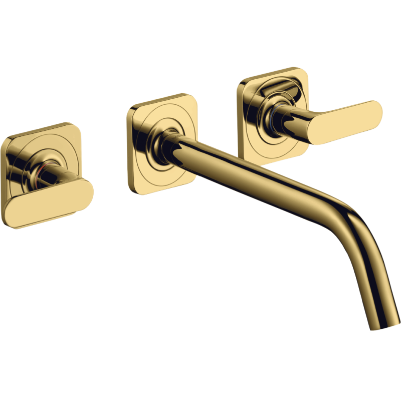 3-otw. Bateria umyw. z uchwytami jednoramiennymi, rozetami i wylewką 266 mm, podtynk. Złoty poler Citterio M AXOR 34315990