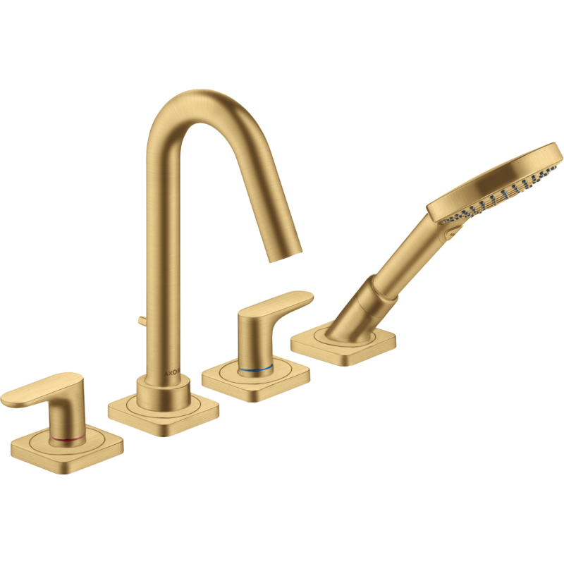 4-otworowa bateria na brzeg wanny z uchwytami jednoramiennymi i rozetami Złoty Optyczny Szczotkowany Citterio M AXOR 34444250