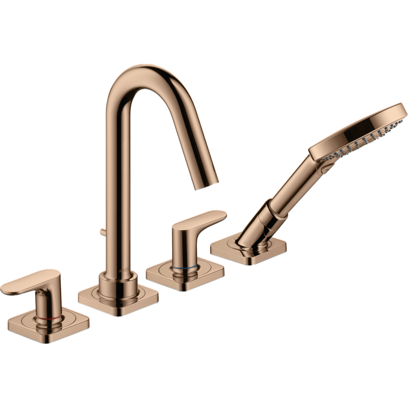 4-otworowa bateria na brzeg wanny z uchwytami jednoramiennymi i rozetami Czerwony Złoty Polerowany Citterio M AXOR 34444300