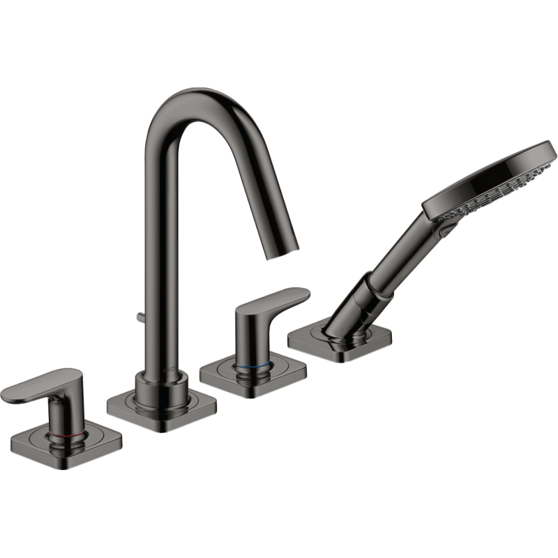 4-otworowa bateria na brzeg wanny z uchwytami jednoramiennymi i rozetami Czarny Chrom Polerowany Citterio M AXOR 34444330