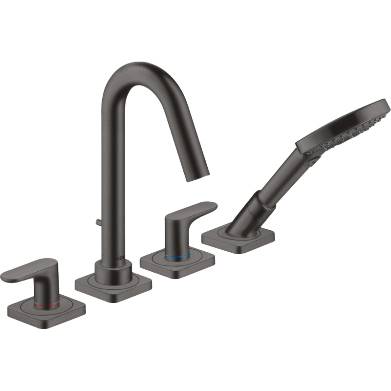 4-otworowa bateria na brzeg wanny z uchwytami jednoramiennymi i rozetami Czarny Chrom Szczotkowany Citterio M AXOR 34444340