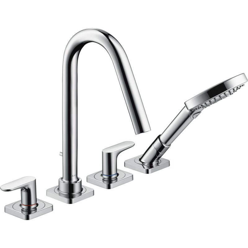 4-otworowa bateria wannowa do montażu na cokole z płytek z uchwytami jednoramiennymi i rozetami Chrom Citterio M AXOR 34454000
