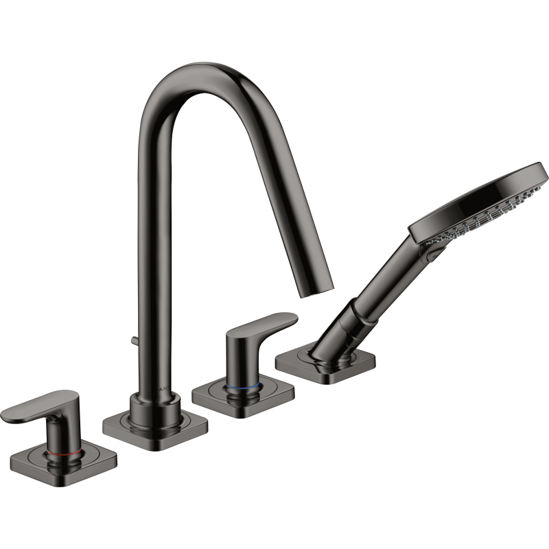 4-otw. bateria wannowa z uchwytami jednoramiennymi i rozetami Czarny Chrom poler Citterio M AXOR 34454330