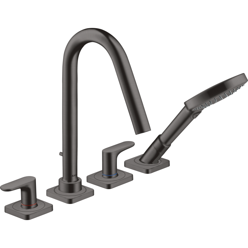 4-otw. bateria wannowa z uchwytami jednoramiennymi i rozetami Czarny Chrom brushed Citterio M AXOR 34454340