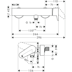 Jednouchwytowa bateria prysznicowa, natynkowa Czarny Chrom Szczotkowany Citterio M AXOR 34620340
