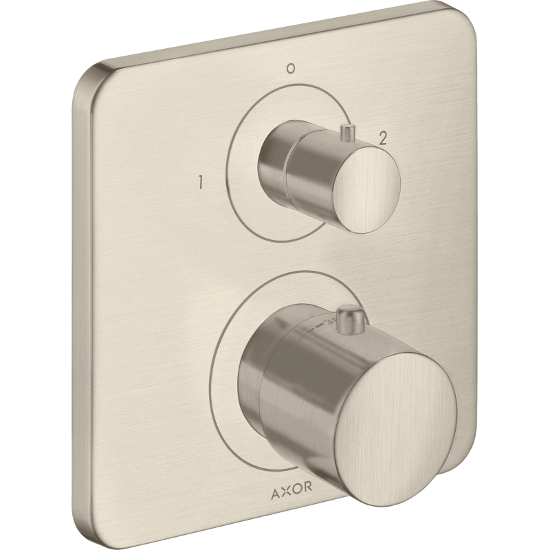 Bateria termo. z zaworem odcinająco-przełączającym do 2 odbiorników, podtynkowa Nikiel Szczotkowany Citterio M AXOR 34725820