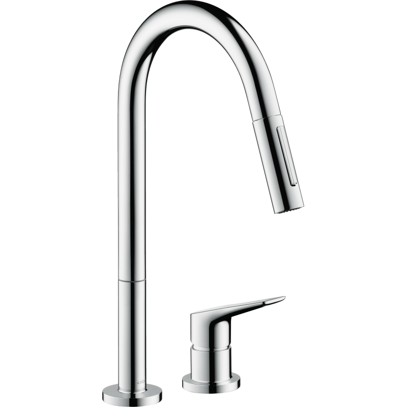 2-otworowa jednouchwytowa bateria kuchenna 220 z wyciąganą i obrotową wylewką, 2 jet, EcoSmart Chrom Citterio M AXOR 34824000