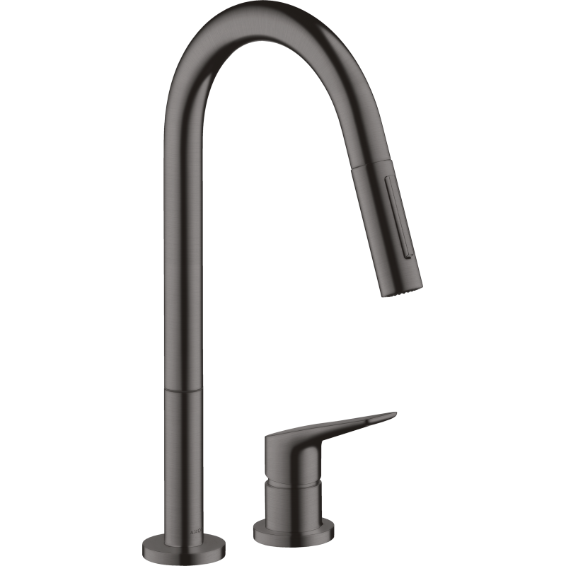 2-otw. Bateria kuchenna 220 z wyciąganą i obrotową wylewką, 2 jet, EcoSmart Czarny Chrom Szczotkowany Citterio M AXOR 34824340