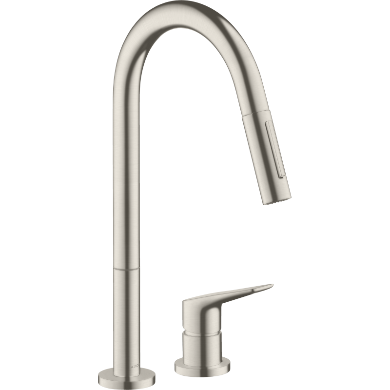 2-otworowa Bateria kuchenna 220 z wyciąganą i obrotową wylewką, 2 jet, EcoSmart Stal Szlachetna Finish Citterio M AXOR 34824800