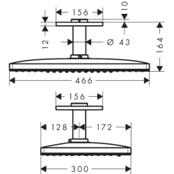 Głowica prysznicowa 460/300 3jet z przyłączem sufitowym Czarny Chrom Szczotkowany ShowerSolutions AXOR 35281340
